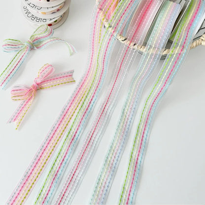 Pastel Embroidered Sheer Ribbon (2.5cmx8Yd)
