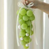 Load image into Gallery viewer, Faux Green Grapes Cluster with Pearls &amp; Ribbon
