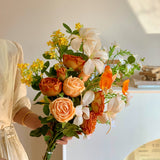 Load image into Gallery viewer, Vibrant Orange &amp; Peach Roses Bridal Bouquet