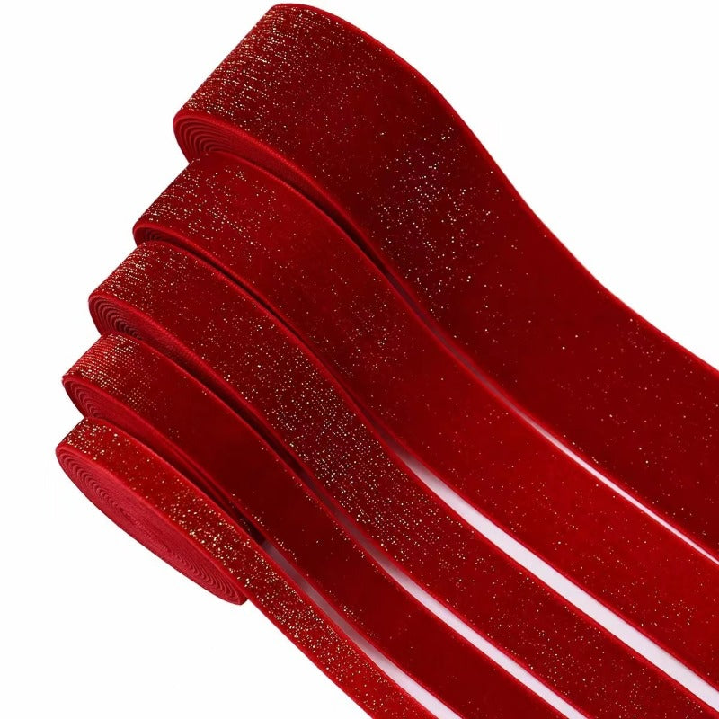 Glittering Red Velvet Ribbon for Holiday
