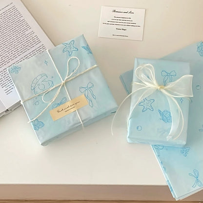 Ocean Blue Seashell Tissue Paper Pack 50