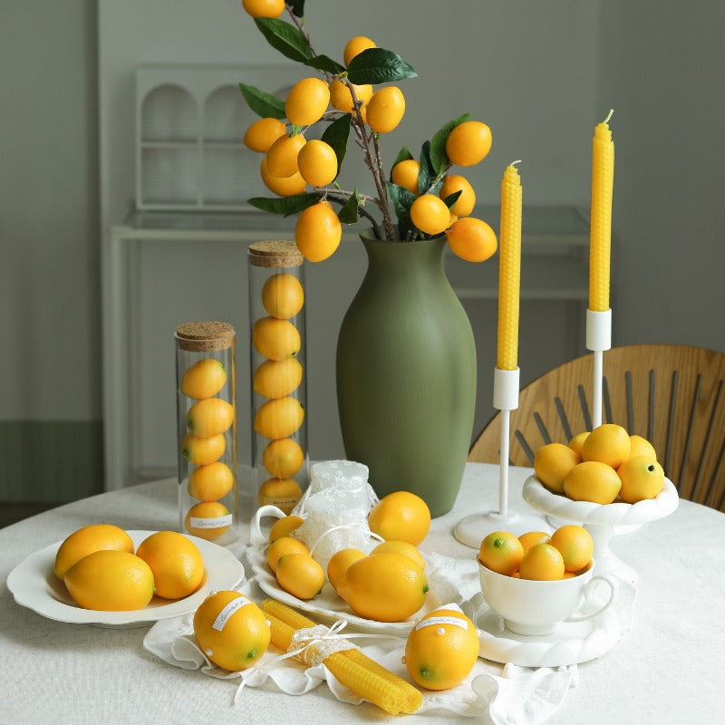 Realistic Faux Lemon Acrylic Jar Decor