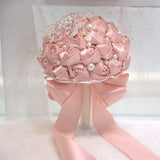 Load image into Gallery viewer, Satin Rose Bridal Bouquet with Pearl Accents