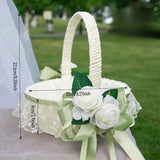 Load image into Gallery viewer, Wedding Flower Girl Basket with Flower Accents