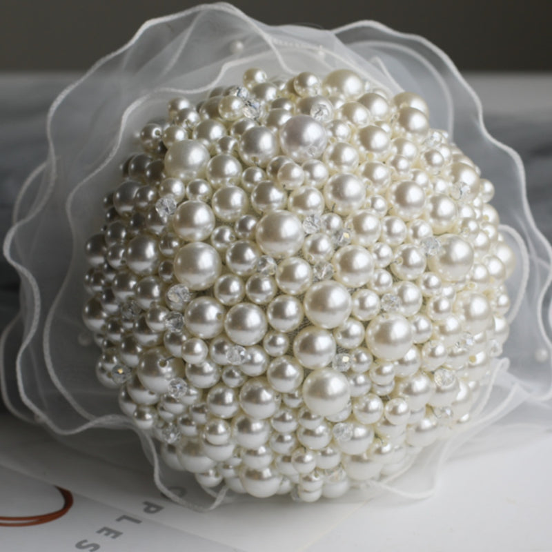 Handmade Pearl Rhinstone Bride Bouquet