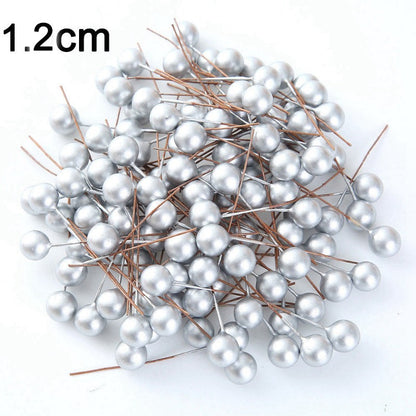 50pcs Artificial Mini Holly Berries on Wire