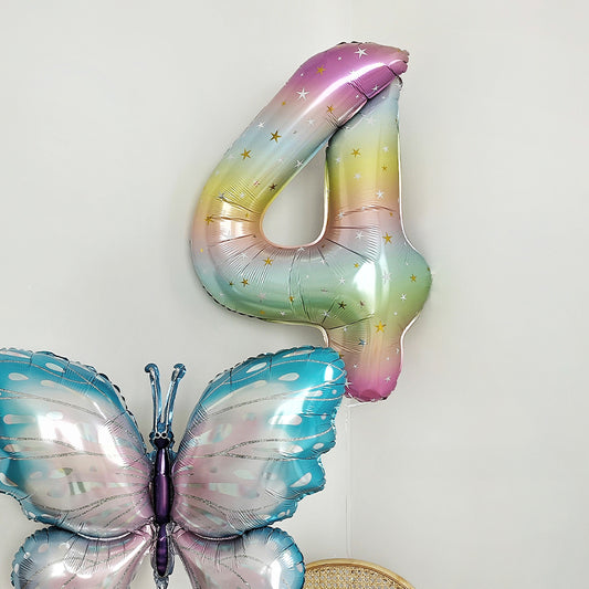 40 Inch Rainbow Star Gradient Number Balloon