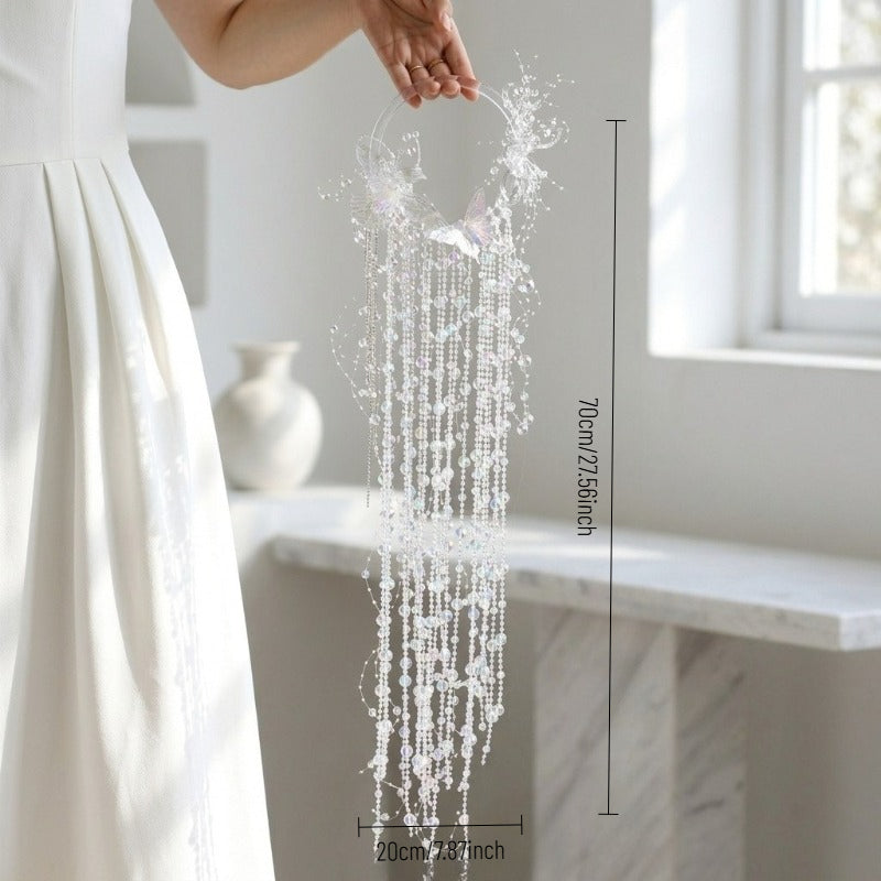 Crystal Beading Waterfall Hoop Wedding Bouquet