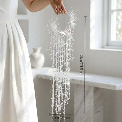 Crystal Beading Waterfall Hoop Wedding Bouquet