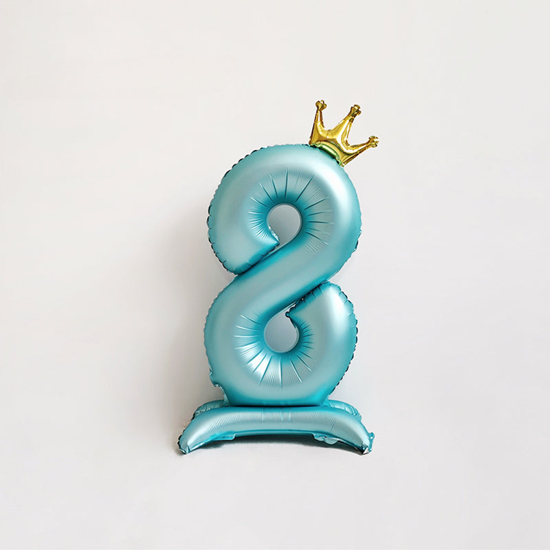 40 Inch Blue Standing Number Balloons with Crown