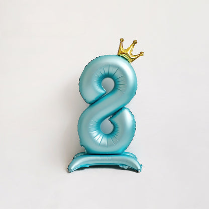 40 Inch Blue Standing Number Balloons with Crown