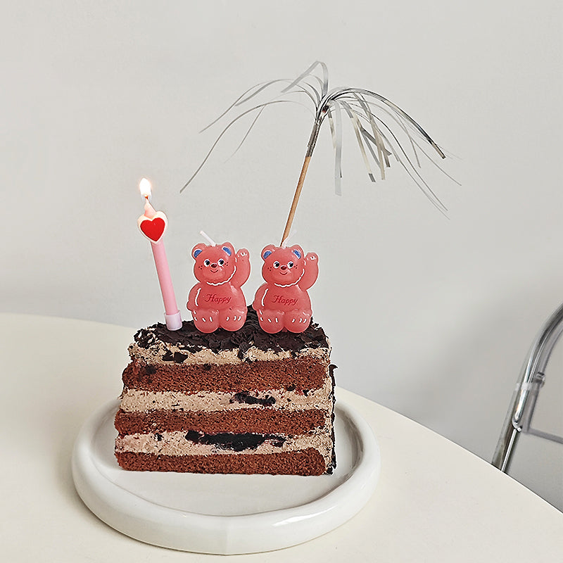 5 bougies d'anniversaire en forme de petit ours rose