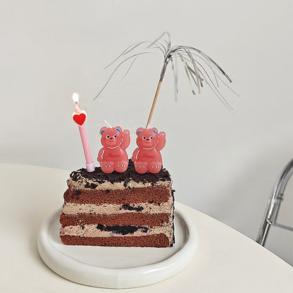 5 bougies d'anniversaire en forme de petit ours rose