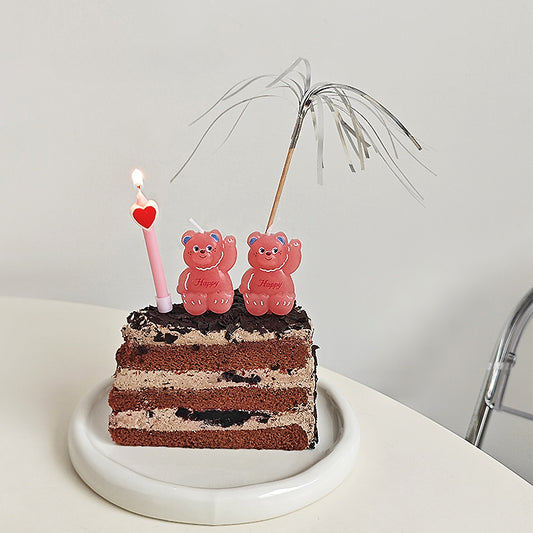 5 bougies d'anniversaire en forme de petit ours rose