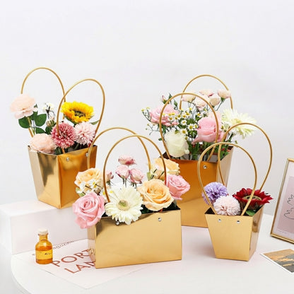 Golden Waterproof Flower Gift Bags Pack 10