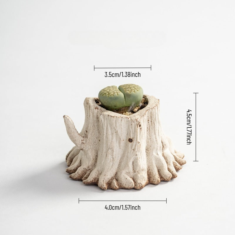 Mini Tree Stump Ceramic Succulent Planter