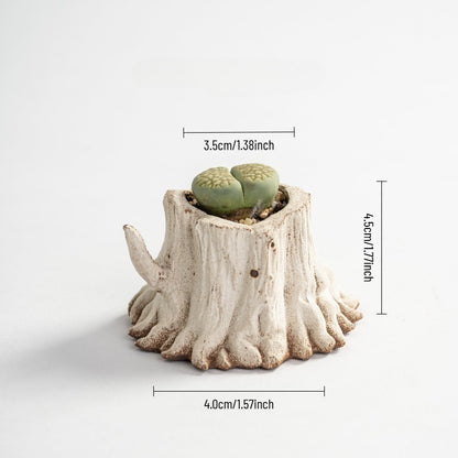 Mini Tree Stump Ceramic Succulent Planter