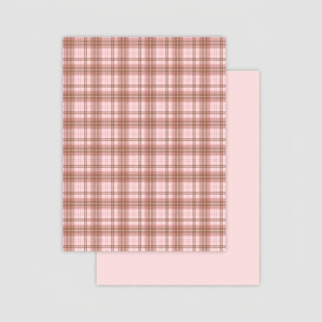 Vintage Plaid Kraft Floral Wrap Paper Pack 30 (15" x 20")