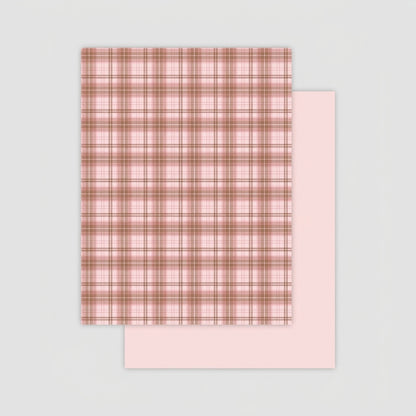 Vintage Plaid Kraft Floral Wrap Paper Pack 30 (15" x 20")