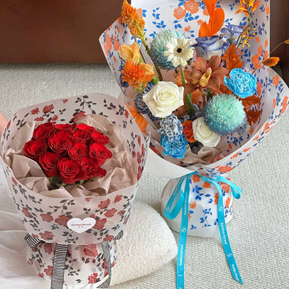 20 feuilles de papier cadeau cellophane à motif floral rose (58x58 cm)