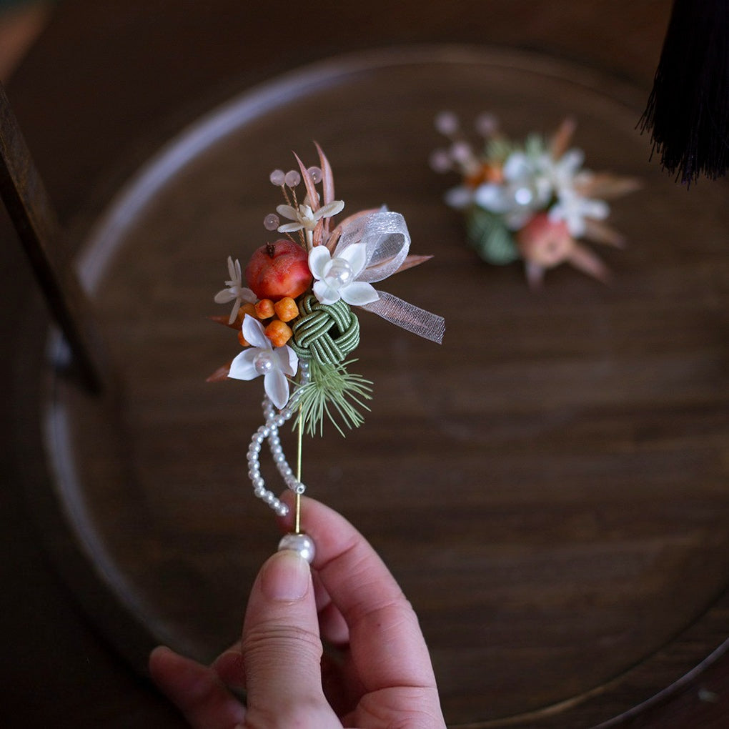 Forest Berries Boutonniere Wrist Corsage Set