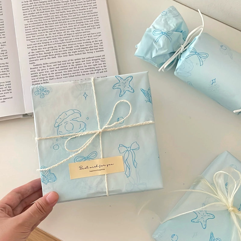 Ocean Blue Seashell Tissue Paper Pack 50