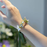 Load image into Gallery viewer, Minimalist Greenery &amp; Pearl Wrist Corsage