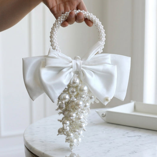 Modern Pearl Cluster Hoop Bridal Bouquet