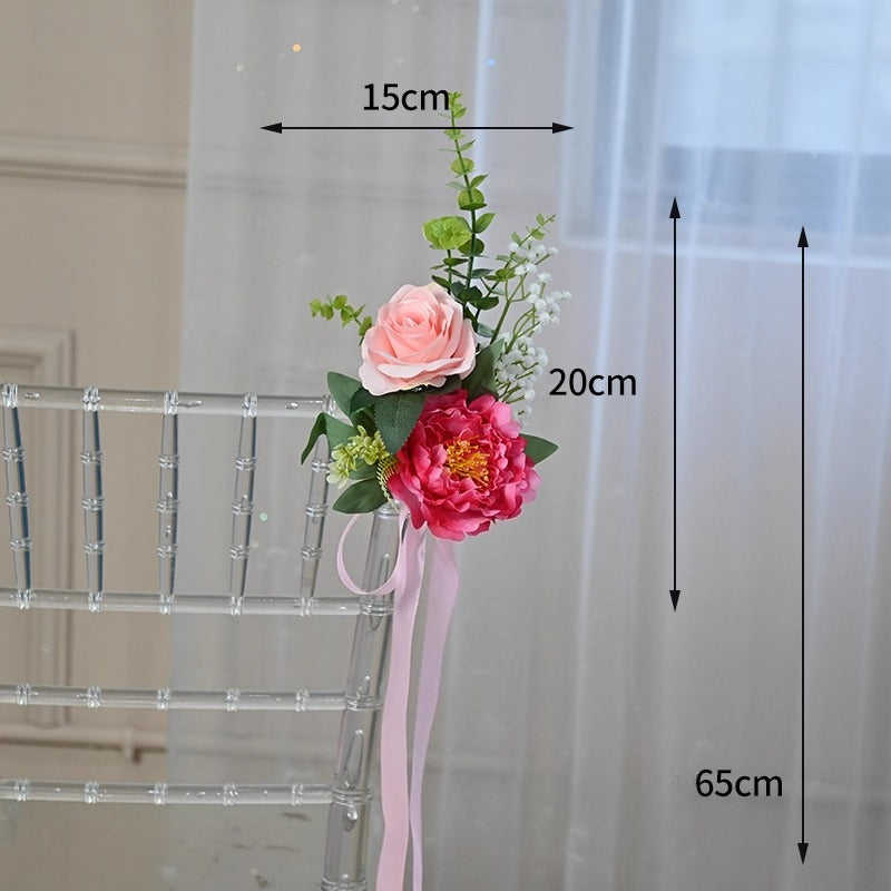 Artificial Rose & Poney Chair Back Flowers
