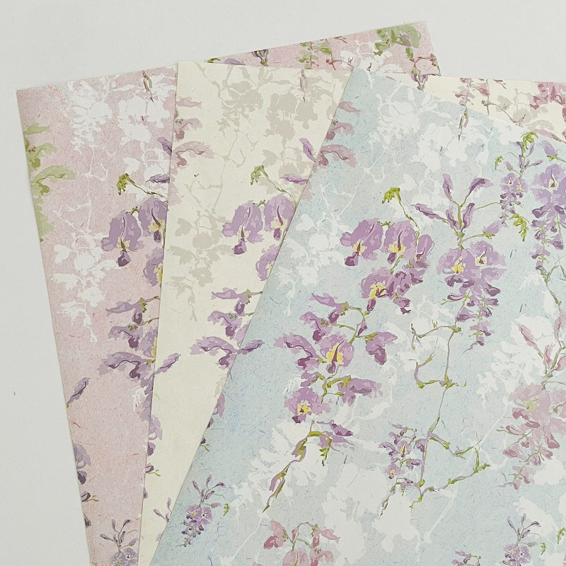 Wisteria Floral Bouquet Wrap Paper Pack 10 (15" x 20")