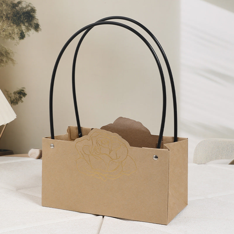 Gold Foil Rose Flower Bouquet Bags Pack 10