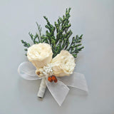 Load image into Gallery viewer, Minimal Preserved White Rose Boutonniere &amp; Corsage