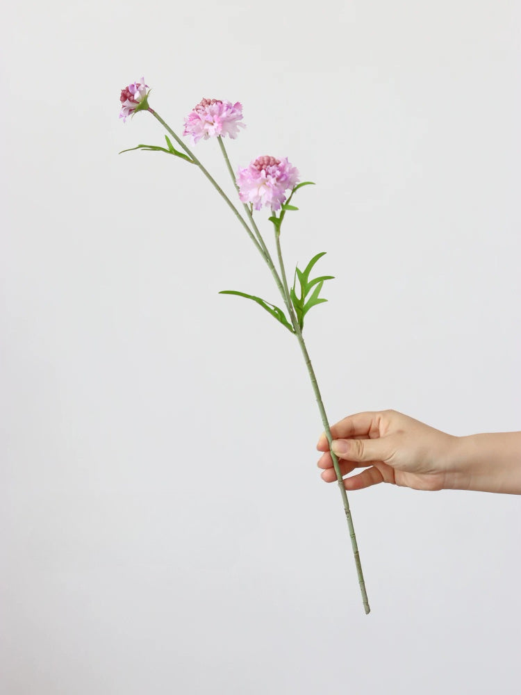 23" 3-Head Artificial Silk Scabiosa Stem