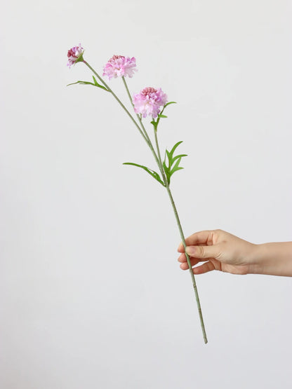 23" 3-Head Artificial Silk Scabiosa Stem