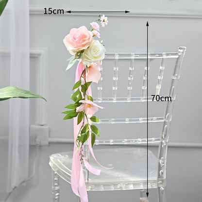 Artificial Flowers with Long Ribbon for Chair Decor