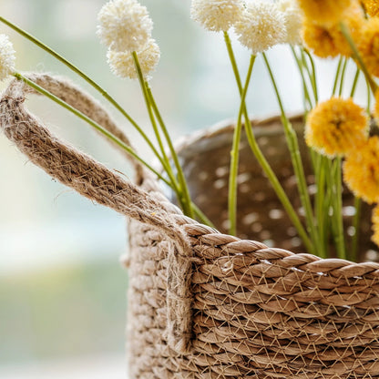 Tall Seagrass Woven Basket with Handles
