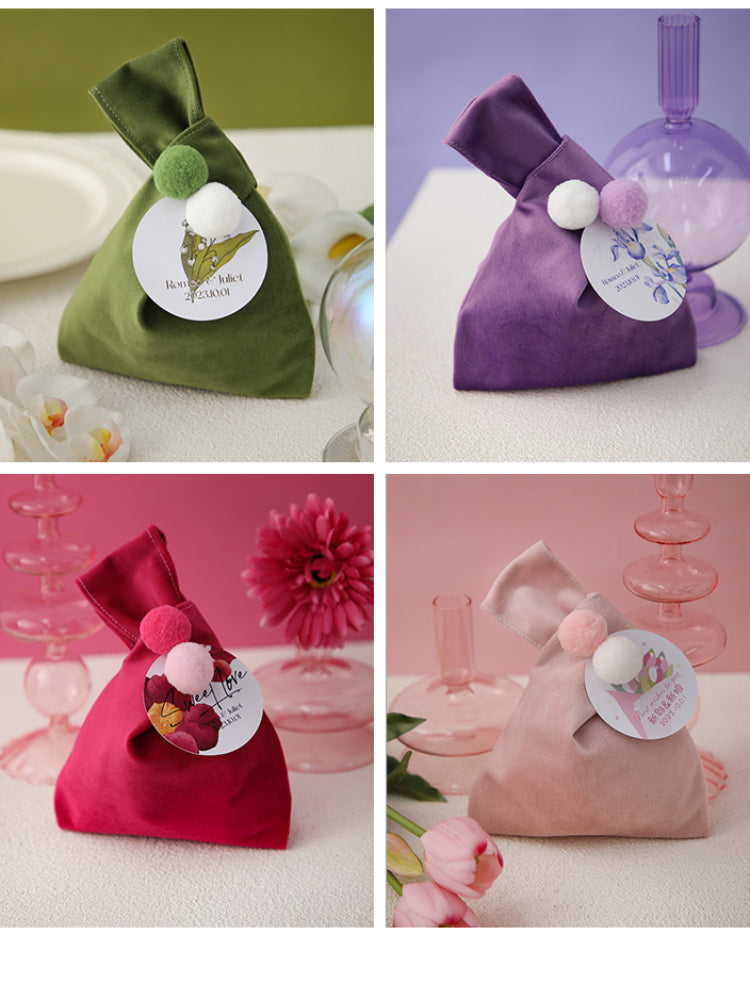 Reusable Velvet Gift Bags with Pom-pom Pack 10