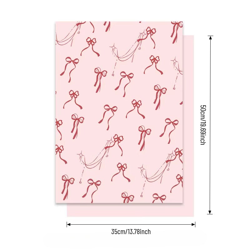 Vintage Bow Print Floral Wrap Paper Pack 20 (14" x 20")