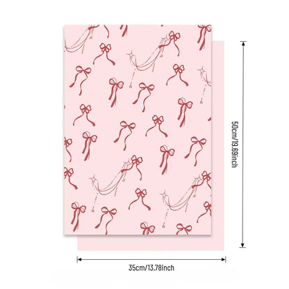 Vintage Bow Print Floral Wrap Paper Pack 20 (14" x 20")