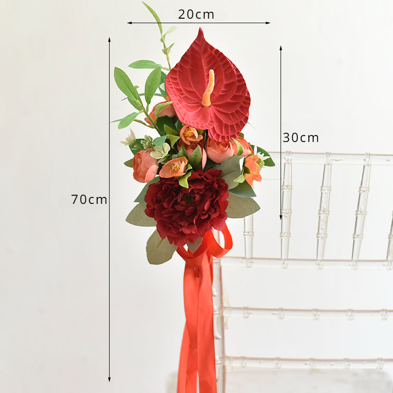 Décoration de chaise en fleurs artificielles pour mariages