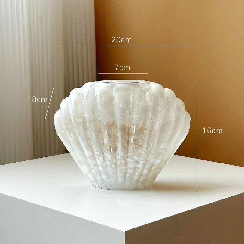 Textured Sea Shell Glass Flower Vase