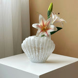 Load image into Gallery viewer, Textured Sea Shell Glass Flower Vase