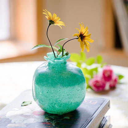 Modern Mint Green Speckled Glass Vase