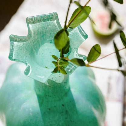 Modern Mint Green Speckled Glass Vase