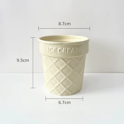 Unique Ceramic Ice Cream Cone Flower Vase