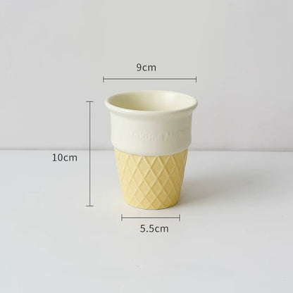 Unique Ceramic Ice Cream Cone Flower Vase