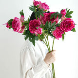 Load image into Gallery viewer, 32" 3-Head Real Touch Silk Peony Stem