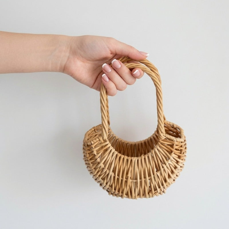 Mini Handwoven Wicker Crescent Basket