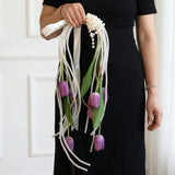 Load image into Gallery viewer, Cascading Pearl Tulip Artificial Bridal Bouquet