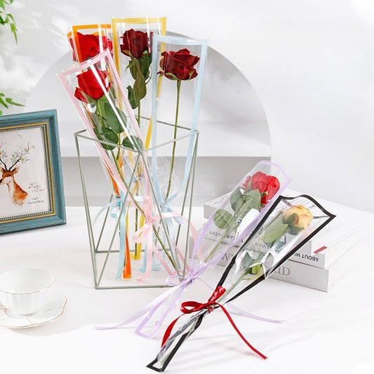 Color-bordered Single Stem Flower Sleeves Pack 100